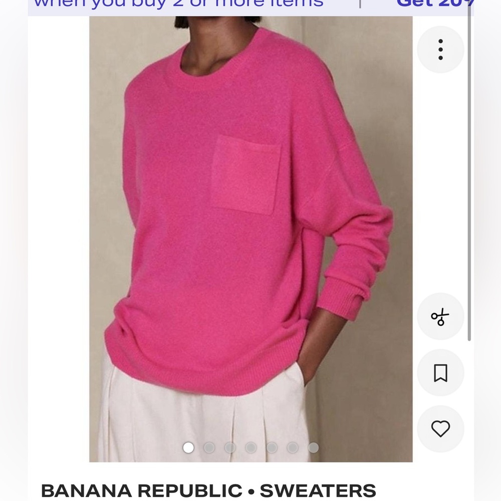 Banana Republic Bright Pink Crewneck Sweater with Chest Pocket